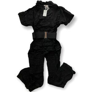 Lucy Paris Black Cotton Studded Belt jumpsuit M